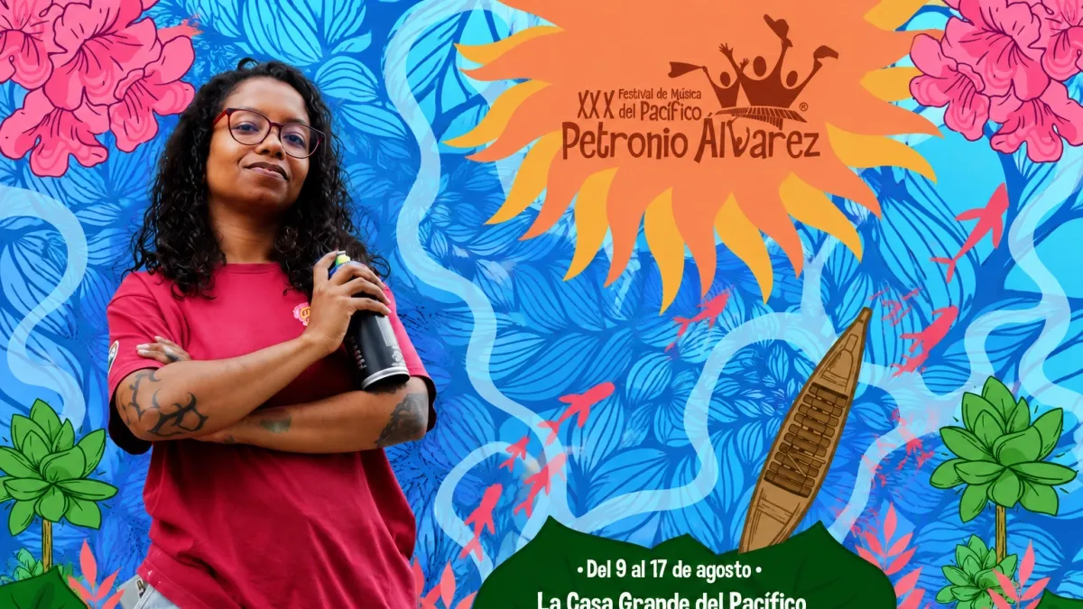 El afiche del Petronio Álvarez 2025: canoa, marimba y memoria afro