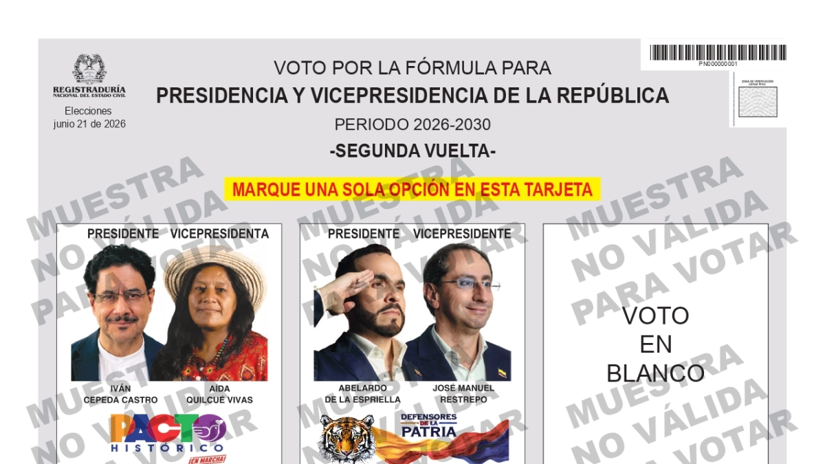 Colombia presenta el tarjetón oficial para la segunda vuelta presidencial